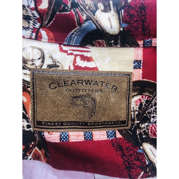 Clearwater Outfitters Motorcycles American Flag Print Short Sleeve Shirt sz XL - Picture 5 of 9